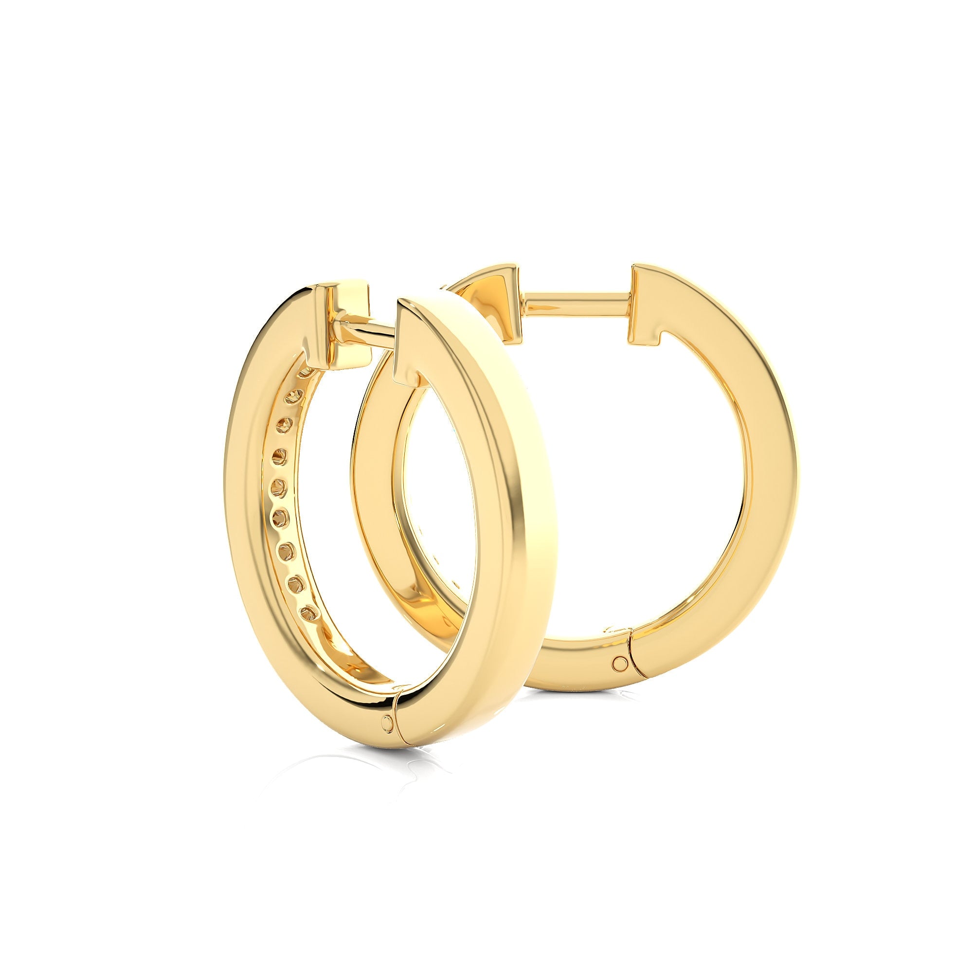 Hoop Earrings 14k Gold Round Diamond Channel Setting Huggie Hoop Earrings By Alikediamonds
